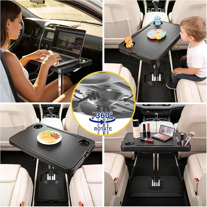 Car Seat Tray Table, Adjustable Car Desk for Laptop & Tablet | Multi-Function Travel Tray for Front Passenger/Rear/Driver Seat, Eating & Work Tray, Essentials Accessories for Long Trips - Image 4