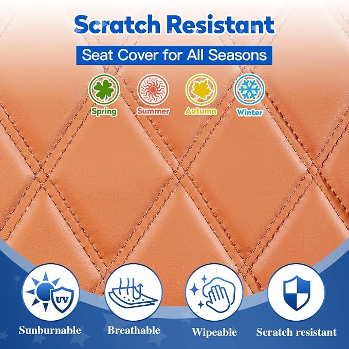NOKINS Golf Cart Seat Covers 4 Piece Fits Club Car Precedent Premium Seat | Front and Rear Seat Vinyl Covers, Golf Cart Accessories, No Staples(All Brown) - Image 6