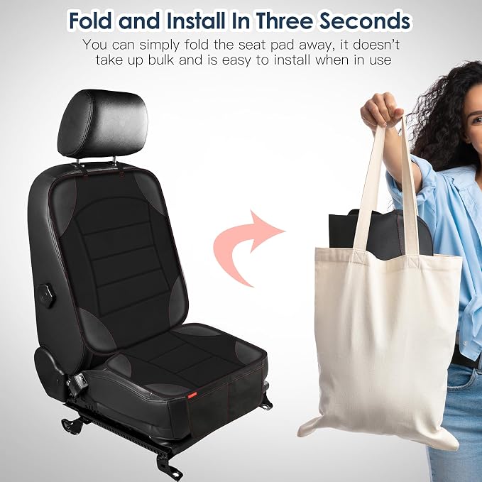 Sinvitron Car Seat Protector for Child Car Seat - Waterproof Non-Slip Leather Mat with 2 Mesh Pockets, Universal Seat Cover for Baby, Pets & Vehicles(2-Pack,Black) - Image 4