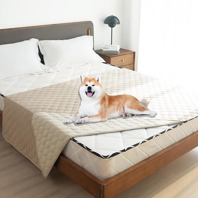 gogobunny 100% Double-Sided Waterproof Dog Bed Cover Pet Blanket Sofa Couch Furniture Protector for Puppy Large Dog Cat, Reversible (52x82 Inch (Pack of 2), Dark Beige/Light Beige) - Image 2