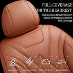 Car Seat Covers for GMC Acadia 2007-2026, Full Set, Brown | Luxury Full Coverage Leather Seat Protectors, Waterproof Breathable, Non-Slip, Easy to Install, Airbag Compatible, All-Season - Image 3