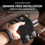Car Headrest Hook,Premium Leather Back Seat Hanger for Purse & Bags | Solid 40lb metal core,360-degree silent rotation,space-saving hidden folding,durable dual support(2, Suede Black) - Image 5