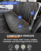 4Knines Dog Rear Seat Cover for Fold Down Seats - Fitted, Black XL | Heavy-duty split design fits 60/40 and 50/50 fold-down seats. No Hammock. K9-Shield waterproof layer. Non-slip backing. - Image 2