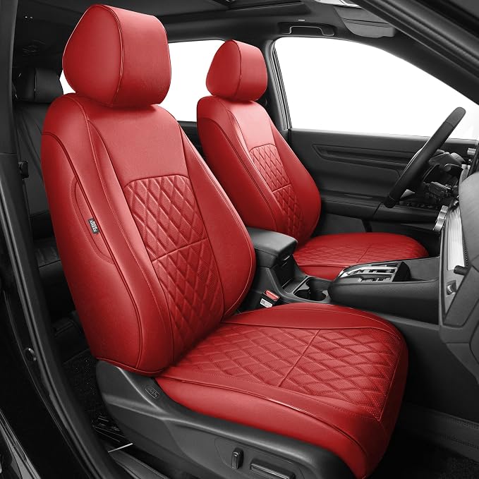 Custom Fit Seat Covers for Honda CRV: 2023 2024 2025 2026 | Front&Rear Full Set Faux Leather Car Seat Cover Waterproof Airbag Compatible (5 Seats,Red) by AOMSAZTO