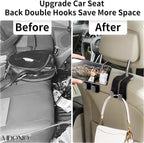 Suede Leather Headrest Hooks for Car, 2 Pack Double Seat Back Organizer Hooks for Purses & Bags, Heavy Duty Metal Car Purse Holder for Handbags, Grocery Bags, Universal Vehicle Storage Accessories - Image 6