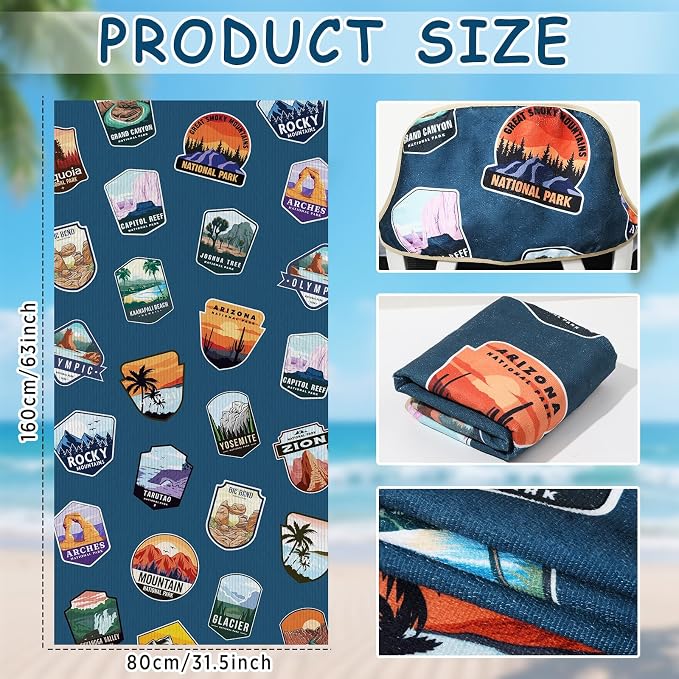 Lonfliness 1PCS Car Seat Cover Towel Non Slip Front Seat Car Seat Towel Athletic Running Towel Washable Seat Cover for Gym Workout Sweat Outdoor Sport Beach Hiking Yoga (National Park) - Image 2