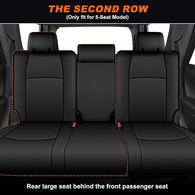 Custom Fit Seat Covers for Toyota 4Runner 2011-2024 5 Seats | Full Set Waterproof Airbag Compatible Car Seats Cover for 4Runner Accessories Black(5 Seats Model Only) - Image 2