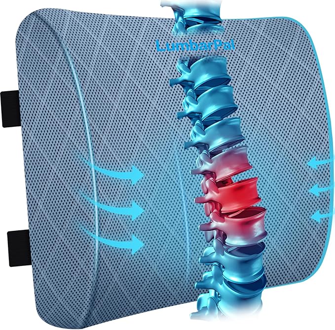 Lumbar Support Pillow for Office Chair, Back Support, Memory Foam | Improve Sitting Posture & Back Pain Relief. Lumbar Pillow Fits Office, Gaming & Car Chairs with Adjustable Dual Straps by TushGuardSeatCushonsPillows