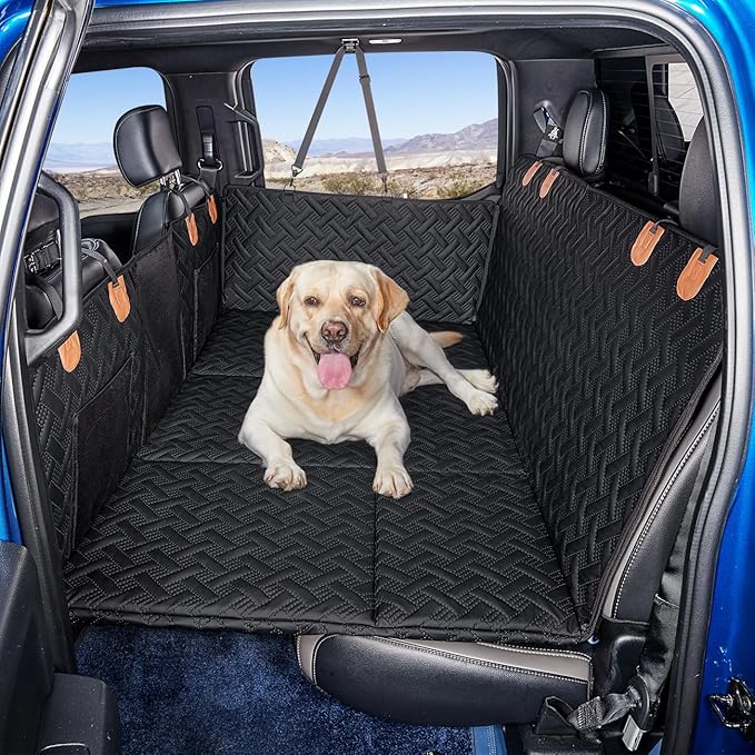 MAXFUT Dog Car Seat Cover for Back Seat,Seat Extender for Full Size Truck | Hard Bottom Dog Hammock,Waterproof,Scratch Resistant Leather,Strong Support,More Rest Space,Truck Back Seat Protector,Black by Unknown