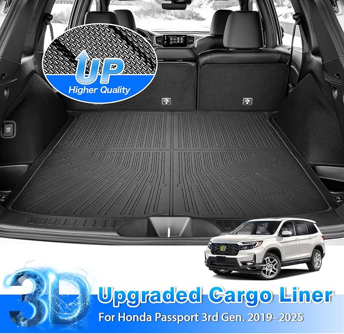 Passport Trunk Mat - Cargo Mat for Honda Passport 2019-2025 All-Weather Cargo Liner for Passport Accessories, Heavy Duty Waterproof Black - Image 2