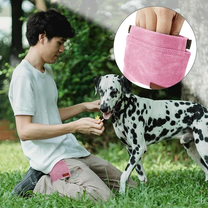 1 Pcs Pocket Pet Training Pouch,Dog Treat Pouch (Pink) | For Portable Pet Dog Walking Bag, Travel or Outdoor Use - Image 4