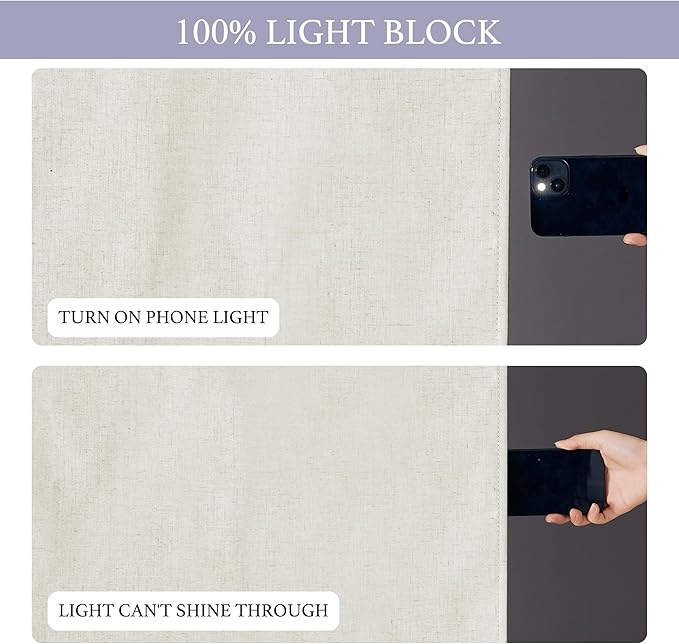 RYB HOME 100% Blackout Front Door Window Covering Small Sidelight Blinds | Linen Textured, Block Views, Privacy Sidelight Blids, For Glass Door School Office Nursery, W12 x L69, Linen, 1 Panel - Image 4