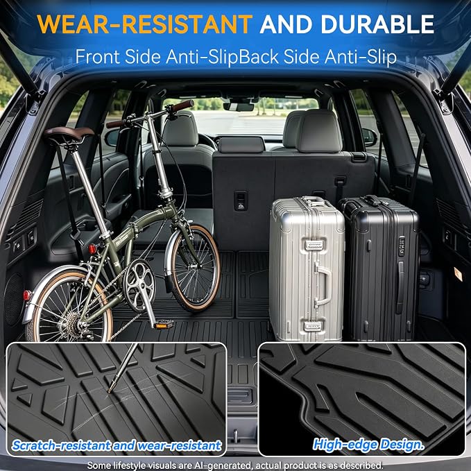 GYGY Cargo Mat Trunk Liner with Backrest Mats, Fit for 2024-2026 Lexus TX350 TX500h TX550h+ (Fits 6 & 7 Passenger Models), All Weather Waterproof TPE Rear Cargo Tray - Image 6