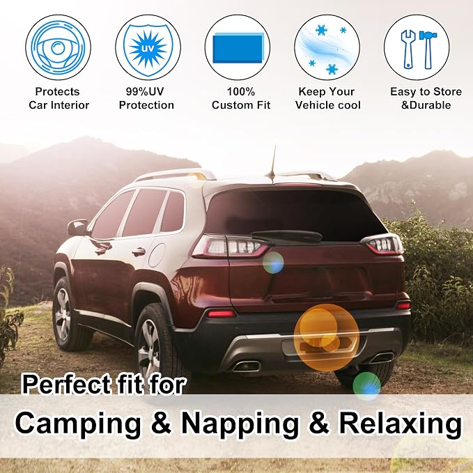 TINGLU Window Shades for Jeep Grand Cherokee 2011-2021(NOT for Grand Cherokee L) 8PCS Accessories Car Side Full Windows Rear Triangular Windshield Sun Shade Sun UV Rays Privacy Protection for Camping - Image 6