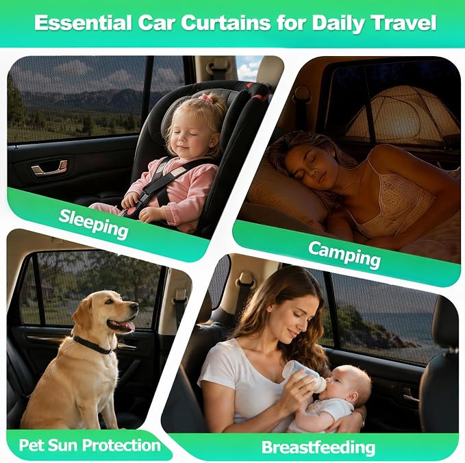 F150 Window Shades 2015-2020, Rear Mesh Coverage, 3PCS | Custom Fit Window Shades, Breathable Mesh Blocks UV Rays, Reduces Heat & Glare, Creates Comfort for Babies & Rear Passengers - Image 5