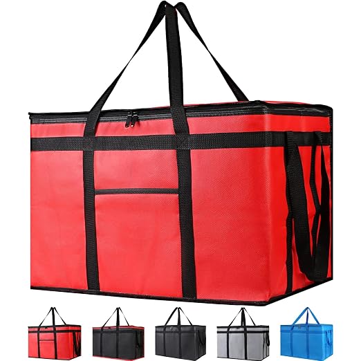 Bodaon 2-Pack Insulated Food Delivery Bag for Hot/Cold Meal, XXX-Large Cooler Bags, Pizza Delivery Bag for Commercial Delivery, Insulated Grocey Thermal Bag, Red by Bodaon
