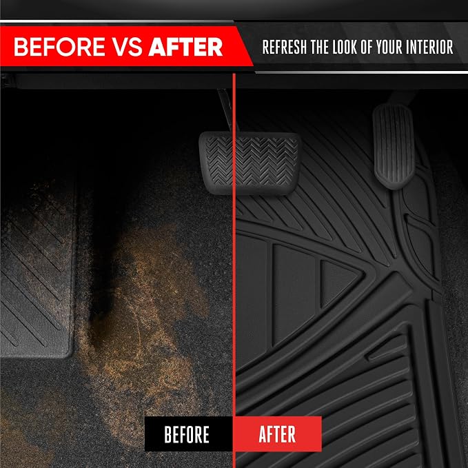 Motor Trend 3 Row Odorless Rubber Floor Mats & Liners for Car SUV Van, Durable Heavy Duty Polymerized Latex Full Interior Protection, Extra-High Ridgeline Design, Black, Model Number: MT-773-801-BK - Image 8