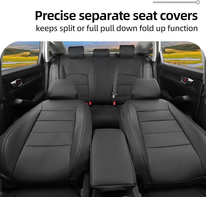 Lolcar Custom Fit Civic Seat Cover Full Set for Honda Civic 4 Door (Hatchback 2022-2026 Sport Touring)&(Hatchback 2022-2024 EX-L) 5-Seats Full Set,Leather Seat Protector (Black) - Image 8