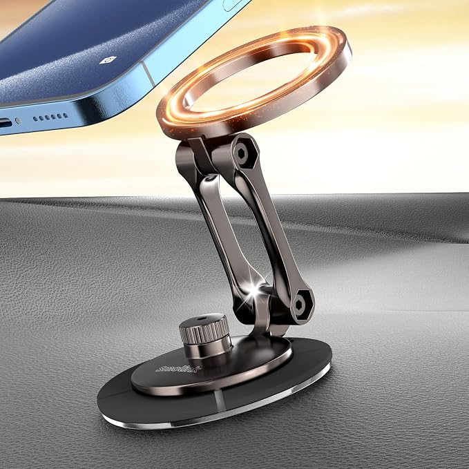 Smolink for MagSafe Phone Mount for Tesla Screen and Dashboard | All-Metal Magnetic Phone Holder with Foldable Hidden Design for Tesla 3/Y/S/X and MagSafe iPhone 17/16/15/14 Pro Max, Black by Smolink