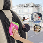 IKABEVEM Car Seat Covers Fit for Infiniti M37 2007-2013 Full Set | Waterproof Faux Leather, Airbag Compatible, Easy to Install & Wipe Car Seat Protector,5 Seats Covers Fit for , Beige&Black - Image 5