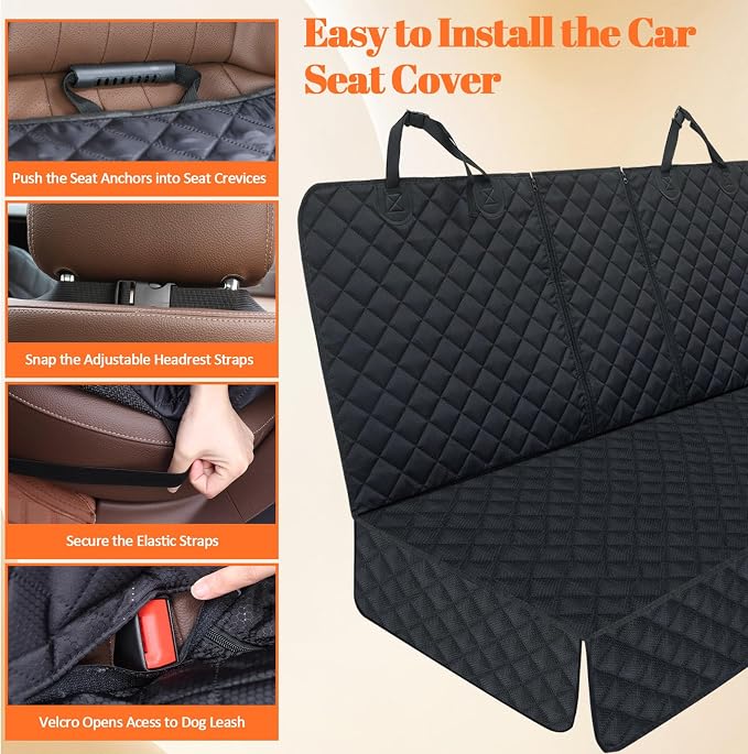 JSTHT Dog Seat Cover, 100% Waterproof Bench Seat Cover Protector Scratch Proof Nonslip Durable Soft Pet Back Seat Covers for Cars Trucks & SUV - Image 7
