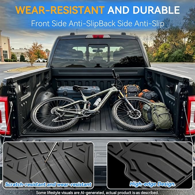 GYGY Truck Bed Mat Liner Fit for 2015-2025 Ford F-150 & 2022-2023 F-150 Lightning (5.5 FT Bed Only), All Weather Anti-Slip TPE Cargo Tray - Image 6