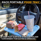 EcoNour 2 in 1 Car Steering Wheel Desk | Steering Wheel Tray for Laptop | Car Mount with Pen Holder | Car Food Tray for Eating with Drinks Holder | Multipurpose Travel Car Accessories | Blue - Image 3