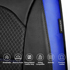 CAR PASS Memory Foam Leather Seat Covers,Air Cool Mesh Thick Car Seat Covers Front Seats Blue Leather Seat Covers for Cars Universal for SUVs Trucks,Airbag Compatible Comfort Durable,Black Blue Metal - Image 6