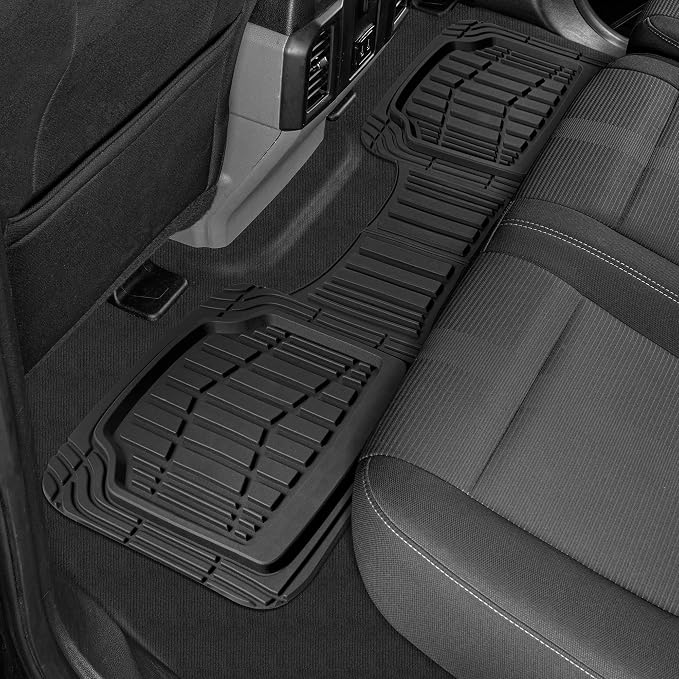 Cat® ToughRide™ Heavy-Duty 3 Piece Rubber All Season Floor Mats for Car Truck Van SUV, Black - Premium Trim to Fit Cars Floor Mat, All Weather Deep Dish Automotive Floor Mats, Total Dirt Protection - Image 8