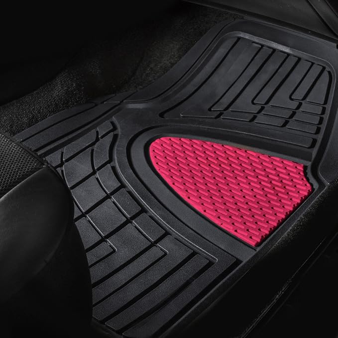 FH Group Premium Liners Tall Channel Trimmable All Weather Rubber Full Set Car Floor Mats (Pink) w. Trimmable All-Season Cargo Liner (Black) - Universal Fit for Cars Trucks and SUVs - Image 3