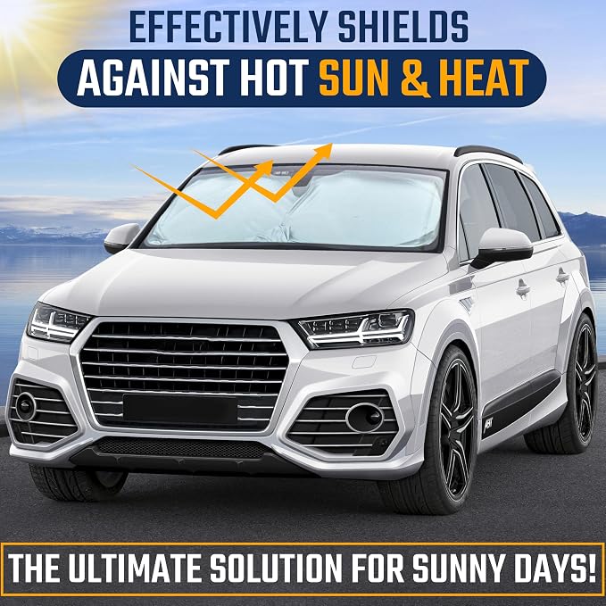 Econour Car Windshield Sun Shade,Foldable Front Window Sunshade, Sun Visor - Image 2