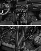 3W Floor Mats for Jeep Wrangler JK 2014-2018 Unlimited 4 Door (Non JL/4XE) | TPE All Weather Custom Fit Floor Liner for Jeep Wrangler JK 1st and 2nd Row Full Set Car Mats, Black - Image 8