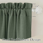 RYB HOME Green Linen Sheer Curtains 102 inches Long, Thick Heavy Textured Rod Pocket Machine Washable Privacy Assured for Living Room Bedroom, W 52 x L 102 inches, Hunter Green, 2 Panels - Image 2