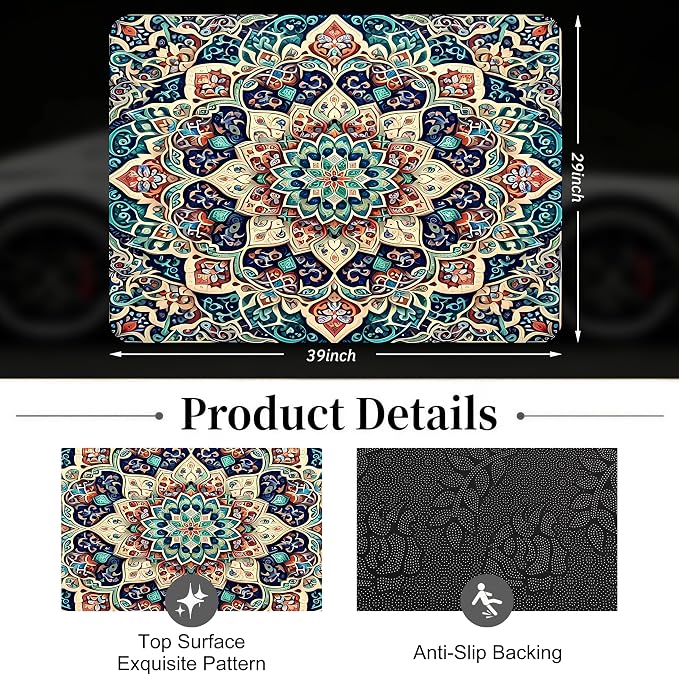 Car Trunk Mat - Universal Size 29" x 39", Bohemian Style Cargo Liner | Car Accessory for SUVs/Sedan/Wagons, Durable Protective Mat, Trunk Liner for Families/Travel Enthusiasts - Image 2