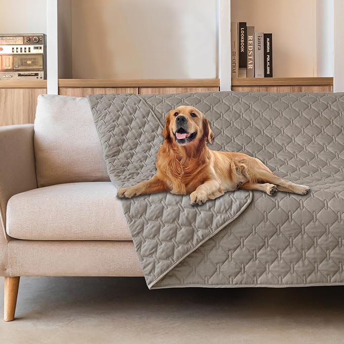 gogobunny Waterproof Dog Blankets for Large Dogs, Pet Bed Cover Breathable | Washable Pee Pads, Quilted Throw Blanket, Furniture Protector for Couch Sofa Bed Car, 82x82 Inch Dark Stone by gogobunny