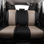 EKR Civic Seat Covers Custom Fit for Honda Civic (Hatchback) 2017 2018 2019 2020 2021 (Rear W/Armrest),Waterproof Leather Car Seat Cover Full Set,Faux Leather(Black/Sand Beige) - Image 6