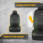 CAT Flexfit Green Black Seat Covers for Cars, Trucks, & SUV - (2) Front Car Seat Cover Front Seat Protectors - Airbag Compatible Seat Covers for SUV Interior Covers & Truck Seat Cover Car Accessories - Image 4