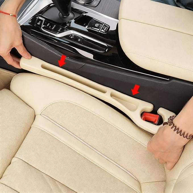 YLXGT Car Seat Gap Filler Organizer Universal for Car SUV Truck Accessories Seat Gap Plug Blocker with Storage Slot Beige 2 Pack - Image 5