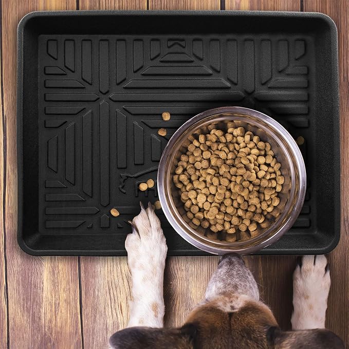 FH Group Climaproof for All Weather Protection Black Multi-Purpose Pet Feeding Bowl Tray, Dog Bowl Tray, Boot Tray, Shoe Tray, Great for Entryway or Garage 20 by FHGroup