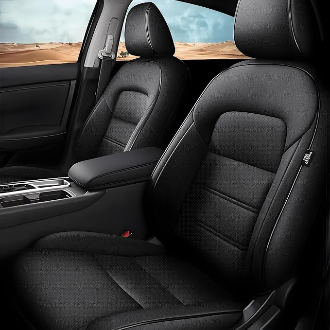 Seat Cover for Nissan Altima 2019 2020 2021 2022 2023 2024 2025 | (S SV SR Platinum ) Customized Fit Full Set Faux Leather Seats Cover Black by AOMSAZTO
