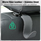 Car Seat Headrest Hook 55lb Heavy Duty Metal Hanger with Leather for Bags | Universal Fit car SUV Truck, Premium Microfiber Leather, Metal Core, Hang Purses Groceries Handbag Backpack, 2 Pack Grey - Image 5