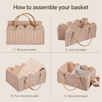 Angelhood Paper Rope Diaper Caddy, Scalloped Baskets with Removable Divider | Woven Floral Baby Diaper Organizer for Changing Table,Baby Shower Gifts,Portable Car Organizer for Diapers - Image 3
