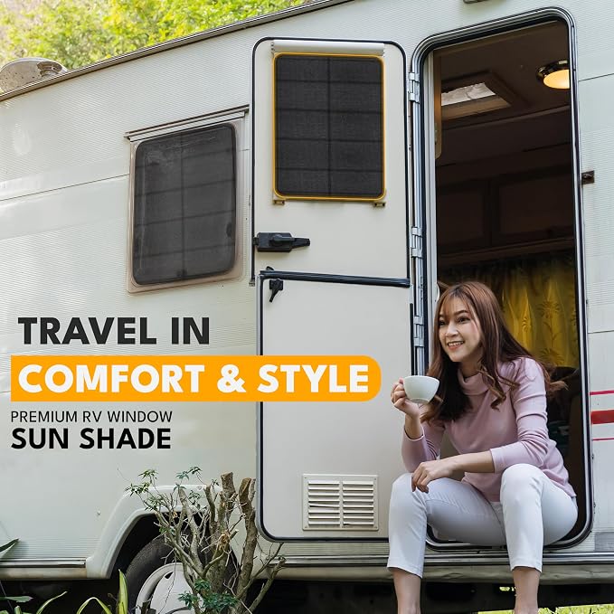 EcoNour RV Magnetic Window Shade for Side Door Foldable UV Protection Cover | Travel Trailer Window 4 Hook & Loop Waterproof Oxford Fabric | Universal RV Window Accessories | Medium (25" x 16") - Image 7