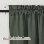 RYB HOME Linen Sheer Curtains 2 Panels for Living Room, Semi Transparent Privacy Drapes with Rod Pocket Farmhouse Style Window Treatments for Bedroom, Hunter Green, 52" W x 95" L - Image 2