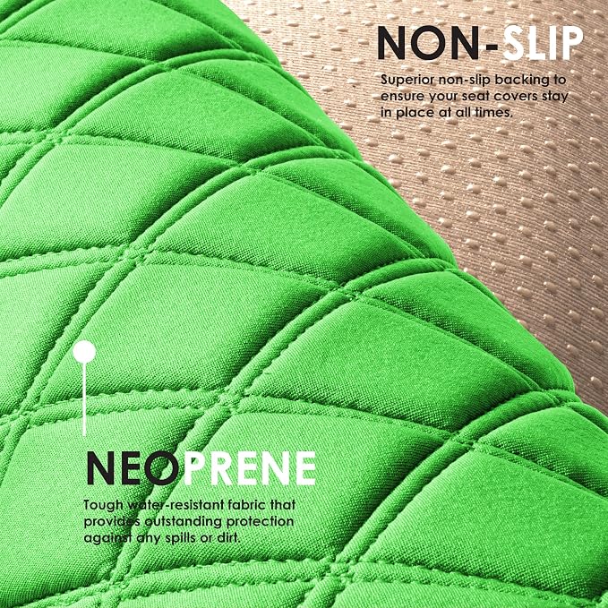 FH Group Car Seat Cushion Neosupreme Automotive Seat Cushions - Universal Fit, Rear Car Seat Cushion, Car Seat Cushions with Non-Slip Silicone Backing for SUV, Sedan, Van Rear Set Green - Image 6