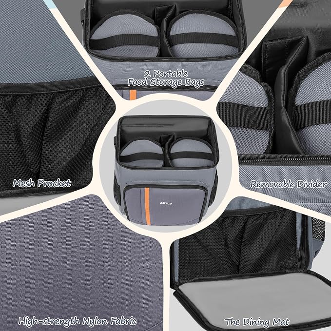 ANILD Dog Travel Bag Backpack, Flight-Ready TSA-Approved Dog Travel Bag with 2 Leak-Proof Food Canisters, 2 Foldable Silicone Bowls, Multi-Compartment Organizer for Hiking, Camping, Dog Mom Essentials - Image 5