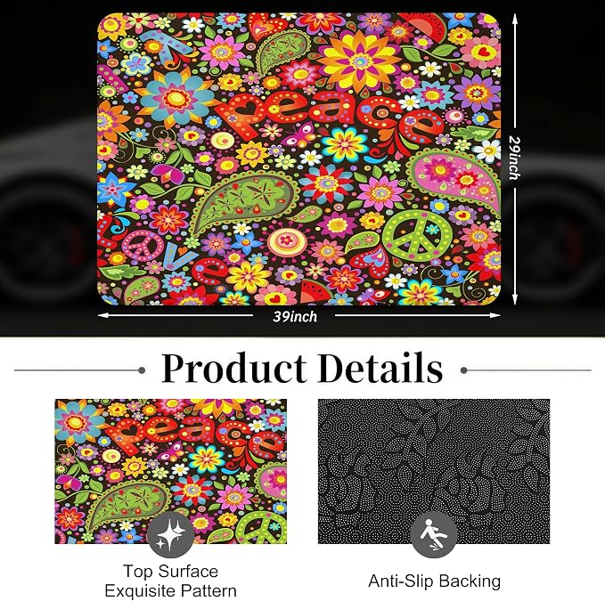 Car Trunk Mat - Universal Size 29" x 39", Floral Pattern Cargo Liner | Car Accessory for SUVs/Sedan/Wagons, Durable Protective Mat, Trunk Liner for Families/Travel Enthusiasts - Image 2