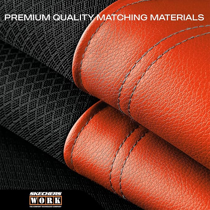 Skechers Work Seat Covers, Leather Car Seat Covers 5-Times Stronger Built-in Webbing, Oxford Fabric Front Seat Cover, Airbag Compatible, Automotive Comfort for Cars, Trucks, SUVs,Orange - Image 7