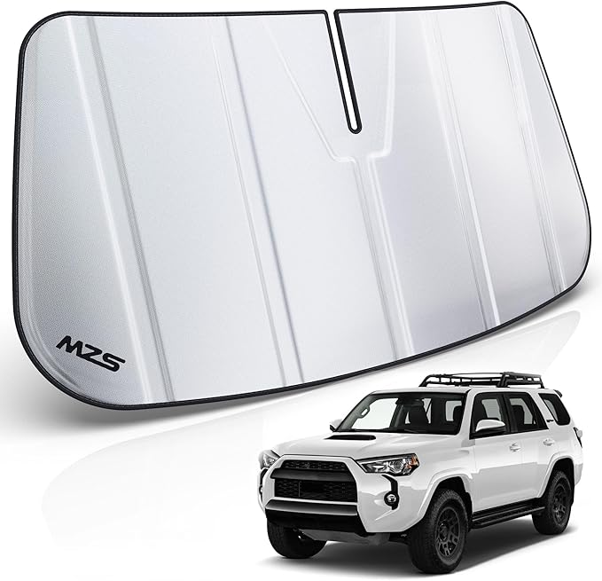 MZS Windshield Sun Shade Compatible with 4Runner 2020-2024 | 6-Layer Heat Insulation, 99% UV Blocking, Keeps Interior Cool, Full Coverage Visor, Foldable Car Window Sunshade, Storage Bag by MZS