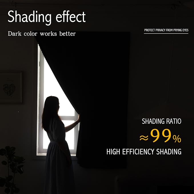 Adhesive Blackout Curtains- Self Stick Shades Window Blinds Curtains No Rod Needed Easy to Hang Curtains, Use for Bedroom, Living Room, Dining Room, Kitchen, Home Office, 47"W X 79"L, Black, 2 Panels - Image 4